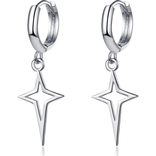 Newest 2021 Black Silver Color Hoop Earings Circle Huggie Hoops Cross Stars Exquisite Smooth Earrings for Women Party Gift