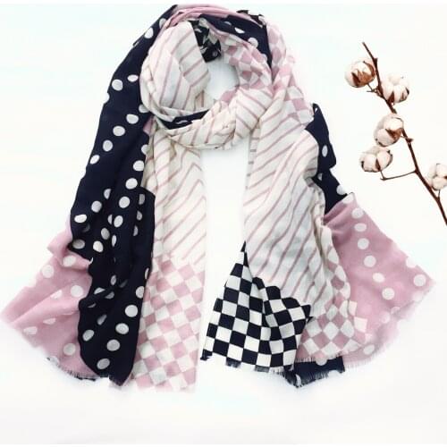 2019 New Fashion Cotton Dot Fringe Scarves Shawl Women Muslim Spot Print Soft Hijab Wrap Scarf 6 Color10pcs/lot Free Shipping