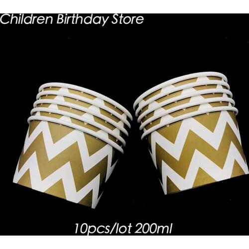 10pcs/lot brown Chevron disposable cups gold waves birthday party decorations chevron theme ice cream cups wave theme cake cups