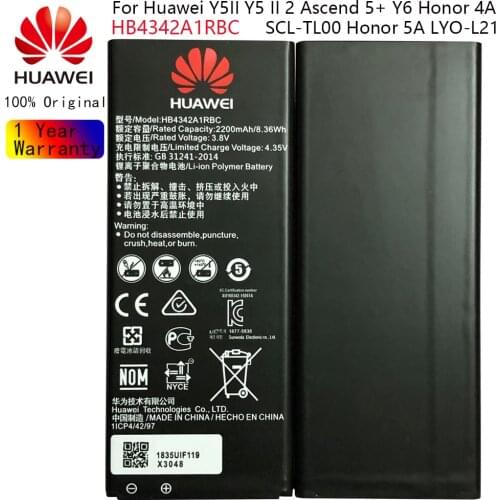 Hua Wei 100% Orginal HB4342A1RBC 2200mAh Battery For Huawei Honor 4A Honor 5A LYO-L21 Y5II Y5 Ii Ascend 5 + Y6 SCL-TL00 CUN-U29