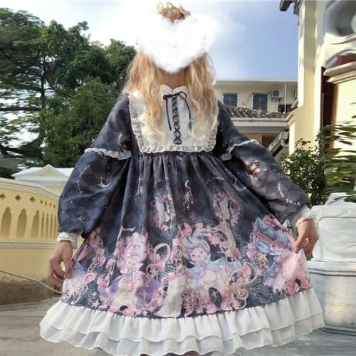 Dream Harajuku Cosplay Female Lolita Dress Japanese Soft Sister Gothic Dream catcher light op dress female daily Cute Dress