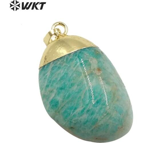 WT-P1522 WKT Optional Colorful Stone Pendant Irregular Gem stone Pendant Gold Electroplated Fashion Pendant Jewelry Finding