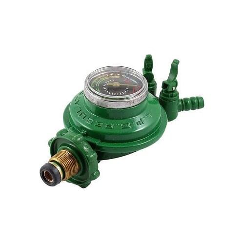 1 Inlet 2 Outlet Liquefied LGP Gas Gauge Pressure Regulator Green