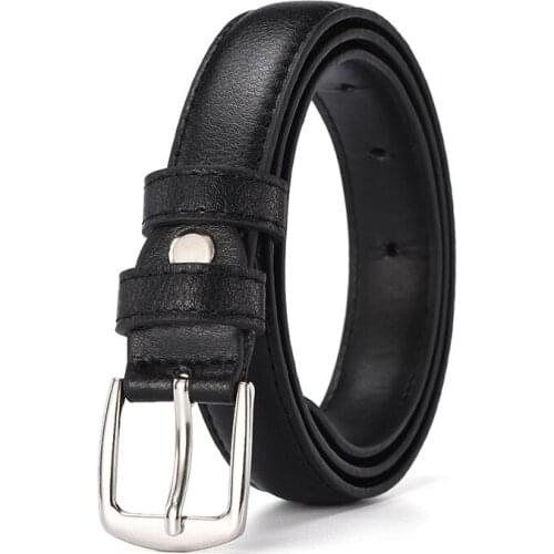 2019 Hot Fashion Women Belts Black Leather Metal Pin Buckle Waist Belt w/2.2cm Waistband Designer Luxury Strap 90-115cm