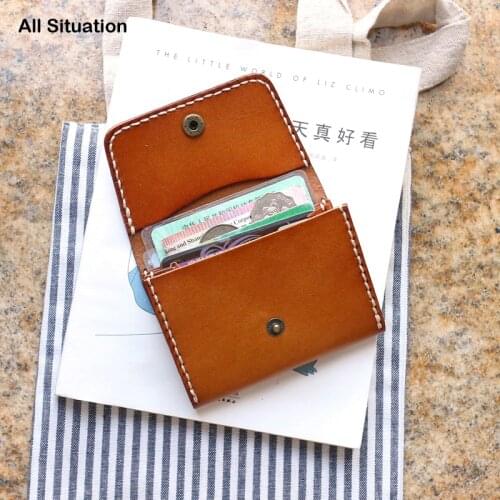 Luxury Storage Coin Purses First Layer Cow Leather Top Quality Handmade Men Credit Card Bag Women Retro Organizer Money Wallet