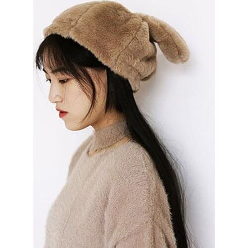 Winter warm high fashion hats Plush hat cute simple thick Beret students fashionable outdoor hat woman hat Rabbit hat craisy