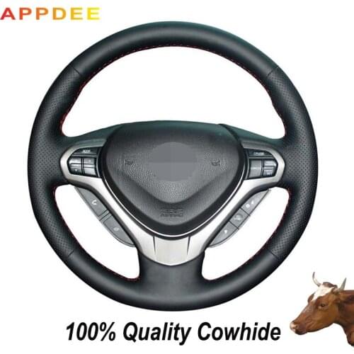 APPDEE Hand-stitched Black Genuine Leather Steering Wheel Cover for Honda Spirior OId Accord5