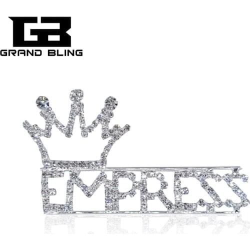 Rhinestone Word & Letters Pins "EMPRESS" with a Crown on Top