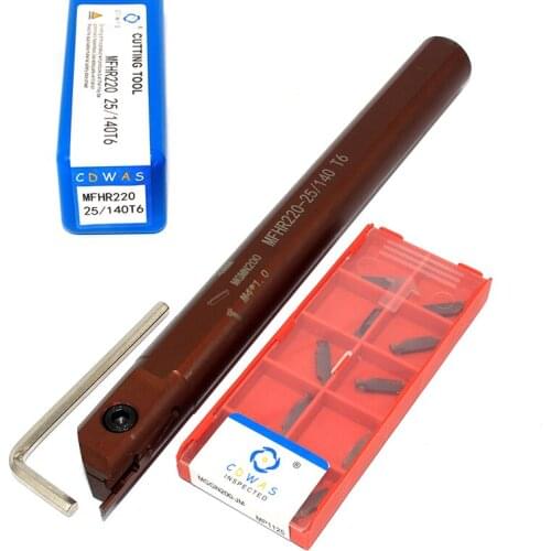 10PCS MGGN200 MP1125 Carbide Inserts +1PC MFHR220 25 140 T6 Grooving Turning Tool Holder CNC Cutting Tools For Stainless Steel