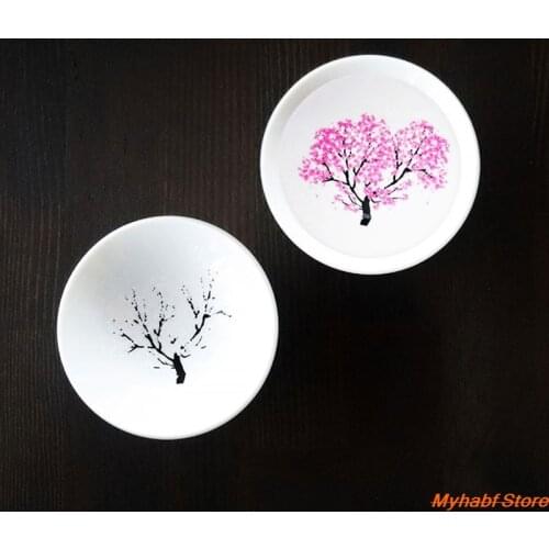 1pc Japanese Sakura Cup Hot Cold Temperature Color Changing Flower Display Sake Cup Teaware Ceramic Chinese Tea Cup Tea Bowl