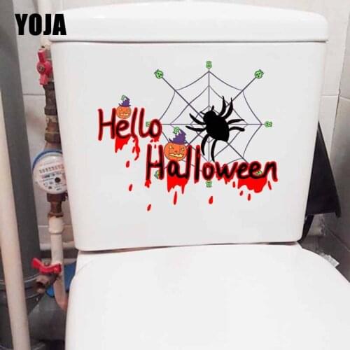 YOJA 22.8X18.9CM Pumpkin Witch Hat Skull Spider Funny Wall Sticker Toilet Decal Bedroom Home Decor T5-1150