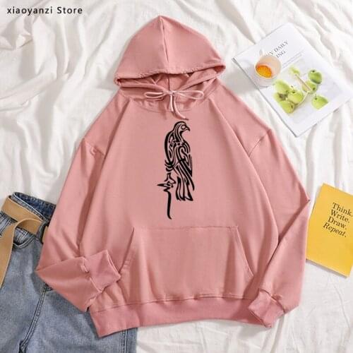 Women hoodies Muslin Culture Arabic Black Birds Funny O-Neck sportswear printing pullovers Cotton sweatshirts for clothing
