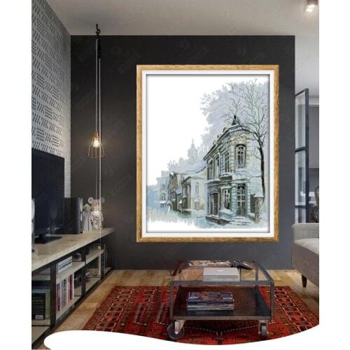 Winter snow scene Home Decor Printed pattern Cross Stitch Kits Canvas DMC Counted Cross-stitch set Chinese Embroidery Needlework