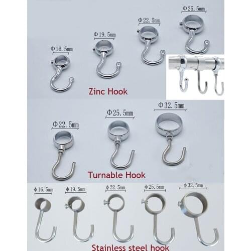 10Pcs 16mm 19mm 22mm 25mm 32mm Wardrobe Bathroom Hanging Tube Pipe Rod Hooks Kitchen Pan Hook