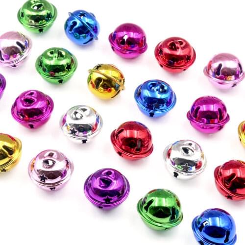 24pcs/pack 2.4cm Gold Iron Loose metal Beads Jingle Bells Christmas Decoration Pendant DIY material Craft Christmas Bells