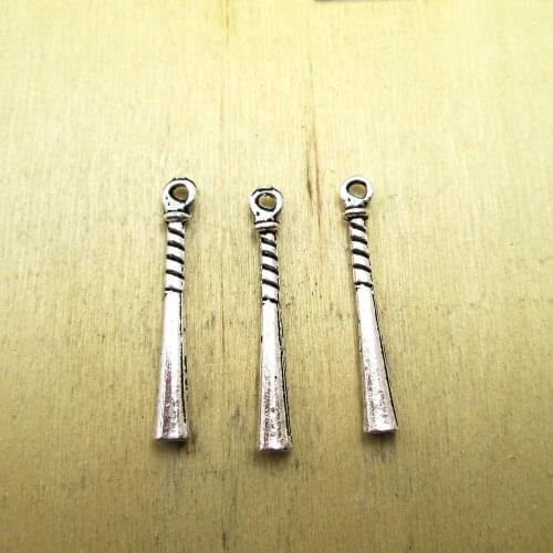 15pcs--35x5mm Baseball Bat, Softball Bat charm 3D Baseball Bat pendants DIY necklace/ bracelets charms antique silver tone