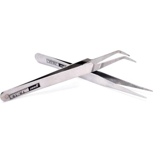 2 X Stainless Steel Eyelash Gems Pick Tools Cosmetic Tweezers Nail Art Supplies