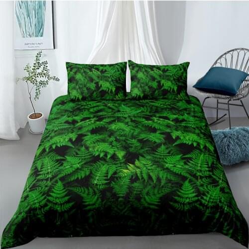 3D Flowers Printing Bedding Set Green Leaves Duvet Cover Soft Microfiber Comforter Set High Quality Bed Linen For Boys Girls