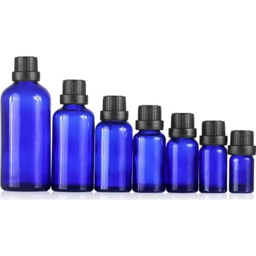 5-100ML Big Head Blue Glass Drop Bottle Aromatherapy Liquid for essential basic massage herbal oil/purfume Pipette Refillable