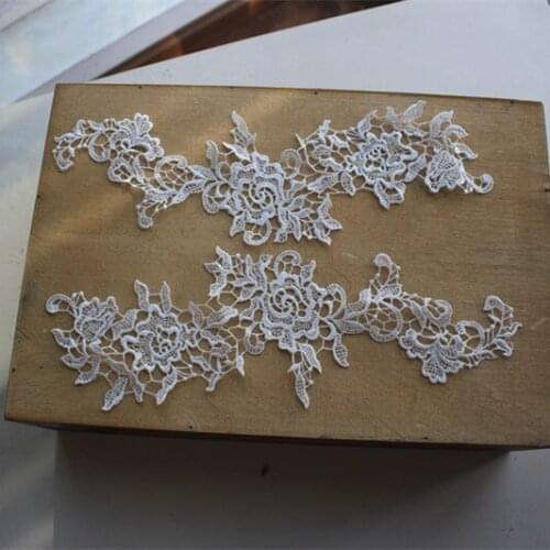 5pairs,10pcs/lo)Ivory DIY Sewing Floral Embroidered Lace Applique with Sequins for Wedding,Venise Lace Patch for Bridal