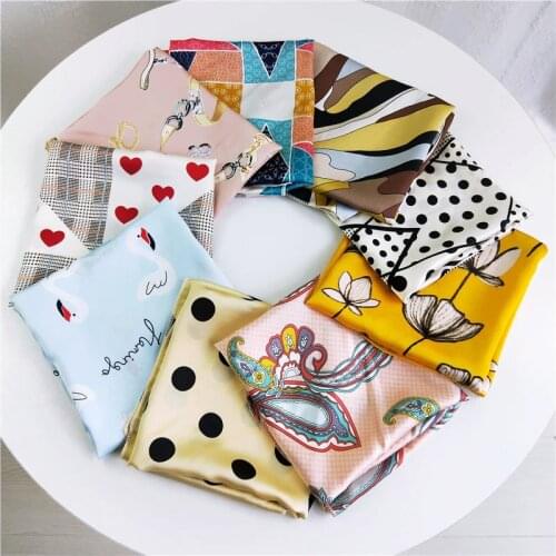 50*50 Square Silk Scarf Women Fashion Dot Printed Scarves Hair Tie small Neck Scarf Ribbon Neckerchief Female Bandana Scarves