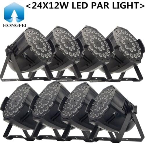 8pcs/ Aluminum 24X12W LED PAR Light RGBW 4-in-1 par /disco lights Professional DJ equipment