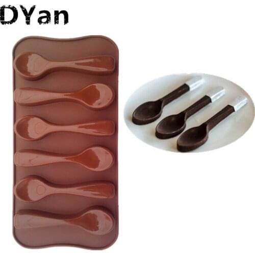 Free Shipping Spoon Shaped Chocolate Mold Food Grade Silicone Chocolate Mold Silicone Ice Trays Mould A061