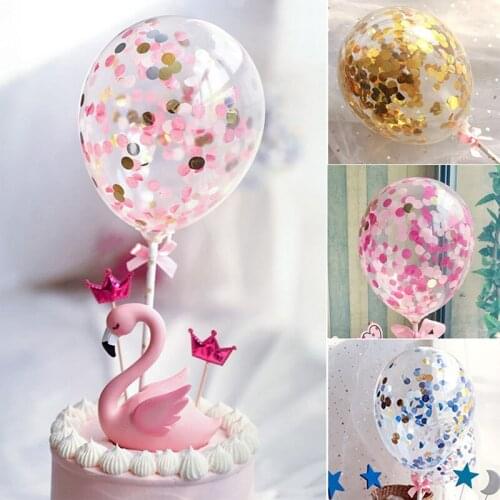 Confetti Glitter Balloons Cake Topper Mini Sequin Latex Balloon DIY Happy Birthday Cake Wedding Decoration Cake Decorating Tools