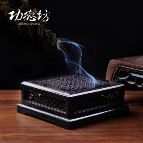 Large Tan wood incense burner wood hollow carved violet home fragrance oil burner fragrance furnace incense