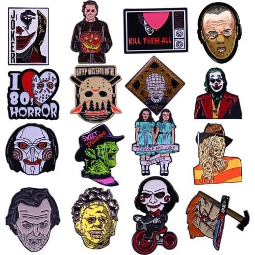 DZ1011 90s Horror Movie Jewelry Pins for backpacks Lapel Enamel Pins and Brooches for Women Bags Badge Friend Gifts
