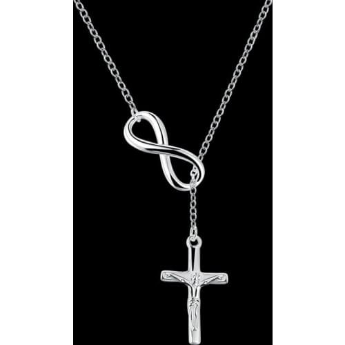 Genuine 925 Sterling Silver Newest Women Chain Female Long Necklace Pendant Cross Pendant Simple Jewelry Accessories