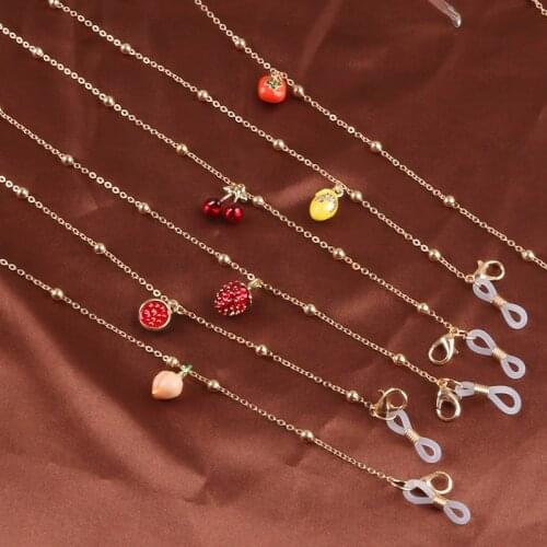 Gold Color Sunglasses Masking Chains For Women Delicate Fruit Pendant Eyeglasses Chains 2021 Fashion Jewelry Wholesale Lanyards