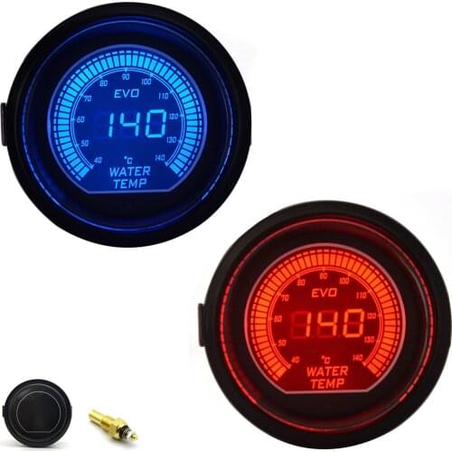 DRAGON GAUGE 52mm EVO Water Temp Gauge Red&Blue Dual Led Display With Sensor