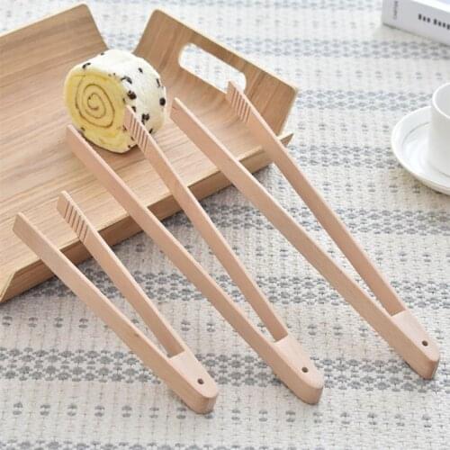 Wooden Food Tongs Kitchen Utensils Buffet Cooking Tool Anti Heat Bread Clip Pastry Clamp Barbecue Kitchen Tools