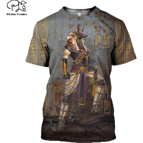PLstar Cosmos God of The Egyptian Egypt Ancient Symbol Anubis Face 3dPrint Summer short sleeves T-shirts Unisex Streetwear S-1