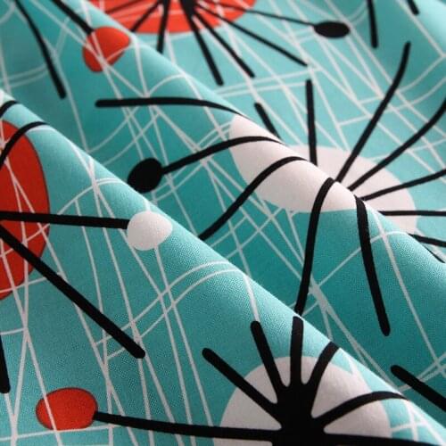 Blue geometry pattern fabric Retro style fabric Calico Printed cotton fabric for DIY Bag 1 order=50cm*140cm