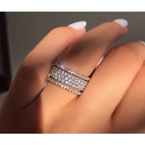 Exquisite Creative Roller Five-row Inlaid Zircon Ring, Ladies Bridal Party Jewelry, Proposal Ring Valentines Day Gift