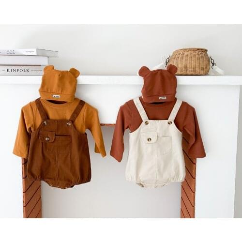 Baby Girls Romper 2pcs Sweet Spring Newborn Clothes Casual Boys Toddler Girls Rompers T Shirt with Hat Infant Baby Jumpsuit Fall