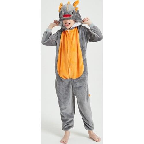 Dragon Onesies Toothless Dragon Kigurumis Unisex Boy Girls Overalls Zipper Flannel Warm Winter Suit Kids Pajamas Animal Pyjama