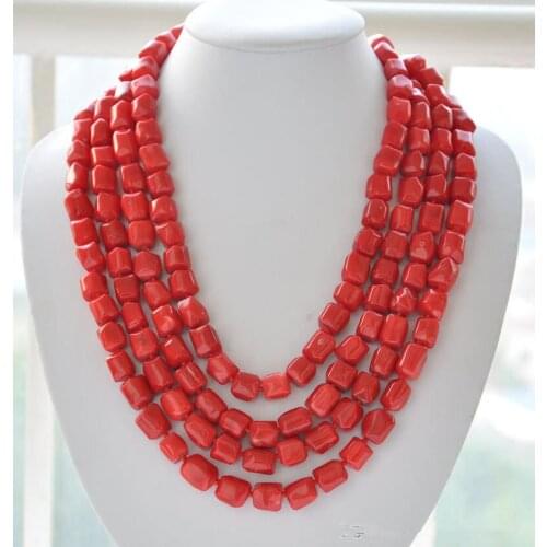 Beautiful necklace made of corals in cylinder form 100" long