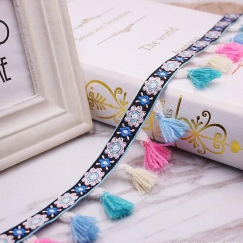 1Yards/Lot Silk Tassel Fringe Trim Tassels Ethnic Style Lace Trim Lace Fabric Ribbon Curtain clothing Collar Sewing Materials