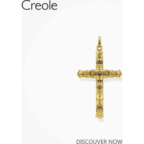 Pendant Golden Cross Elaborate Design 925 Sterling Silver Fit Necklace 2021 New Fine Jewelry Ethnic Bijoux Gift For Women & Men