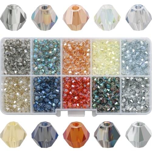 3 4 6mm Czech Crystal Glass Bicone Beads Kit for Making Jewelry Crafts Material Plated Color Loose Spacer Beaded Wholesale