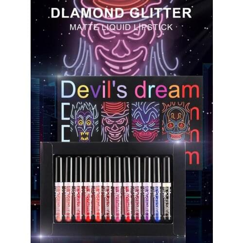 Glitter Liquid Lipstick Set Halloween Long Lasting Lipgloss Kit Diamond Symphony Glitter Metallic Lip Gloss Makeup Easy To Wear