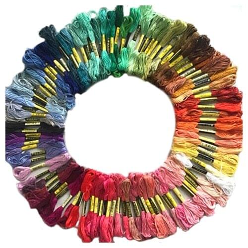 100 skeins coloured embroidery thread cotton cross needle craft sewing floss kit