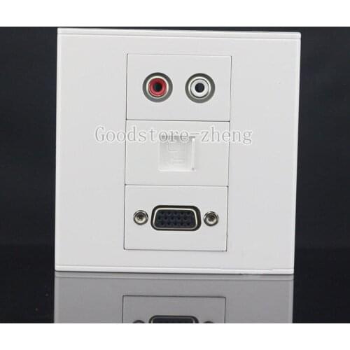 Wall Face Plate RCA AV +VGA + RJ45 Cat5e LAN Socket Assorted Panel Faceplate