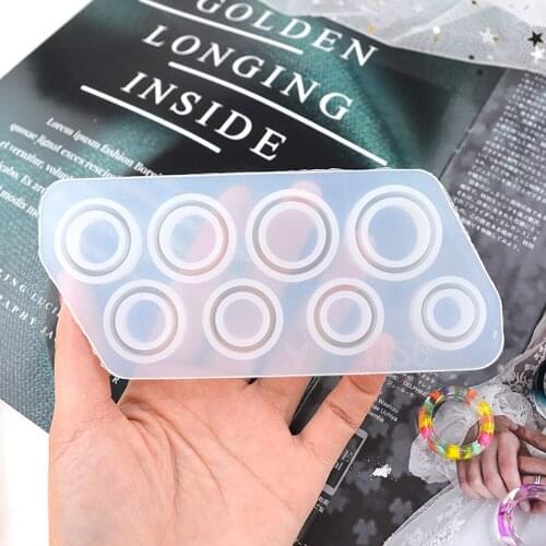 Assorted Sizes Flat Rings Silicone Mold Collection 15-22mm Crystal Epoxy Mould Casting For DIY Ring Handmade Jewelry Making