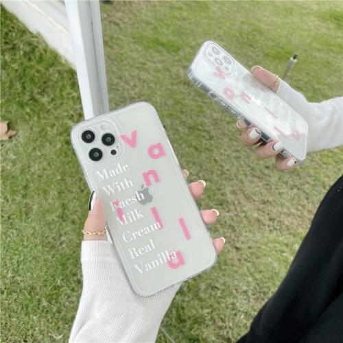 FOXSISTVR Simple Letter VANILLA Phone Case Phone Case for IPhone 7 8 Plus X Xs 11 Pro Max XR SE2 Fashion Girl Women Clear Cover
