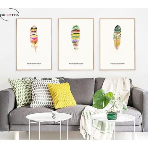 Hand Painted Watercolor Feather Ornament Painting Modern Paintings Prints Posters Modern Pictures For Home Decor