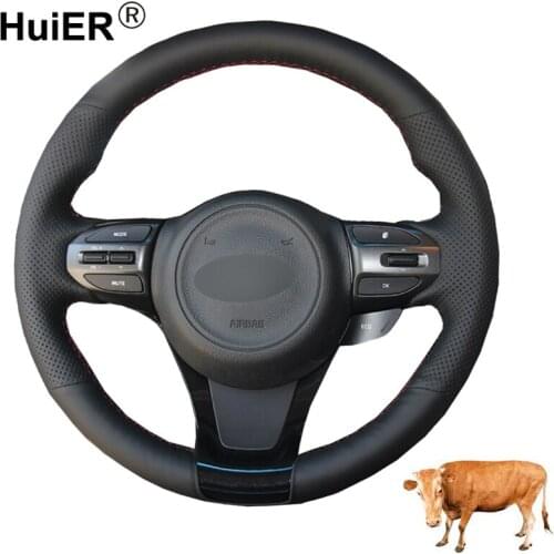 Hand Sewing Car Steering Wheel Cover Top Cow Leather Volant Braid on the Steering wheel For Kia K5 Optima 2014-2015 Funda Volant